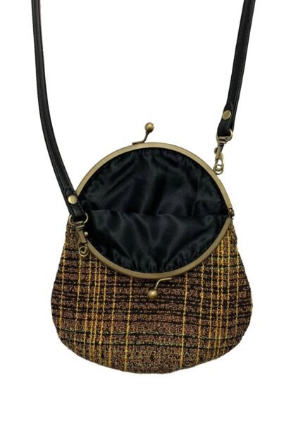 Black + Golden Cotton Handbag - with black lining
