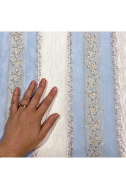 Fabric Ref 2023 - Blue and White Stripe Brocade