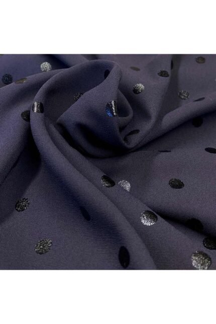 Fabric Ref 4264 - Navy Spot Crepe Viscose Mix