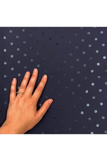 Fabric Ref 4264 - Navy Spot Crepe Viscose Mix