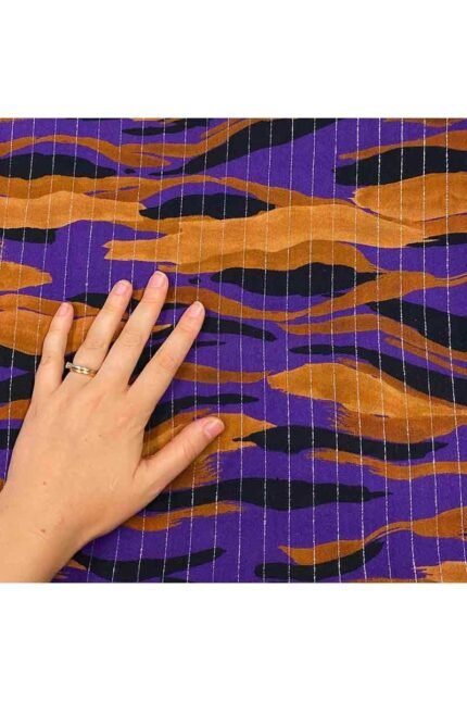 Fabric Ref 4403 - Abstract Viscose With Lamé Stripe