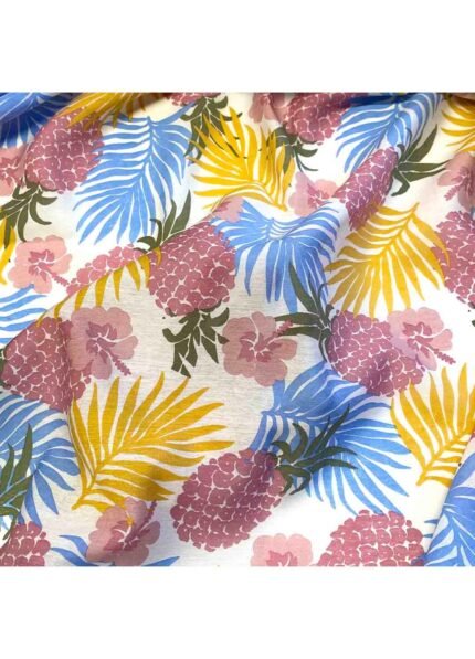 Fabric Ref 5322 - Pink Pineapple Viscose Mix