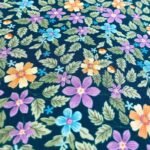 Fabric Ref 5586 - Teal Floral Crepe Satin