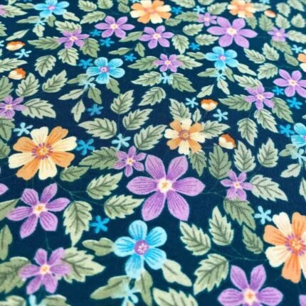 Fabric Ref 5586 - Teal Floral Crepe Satin
