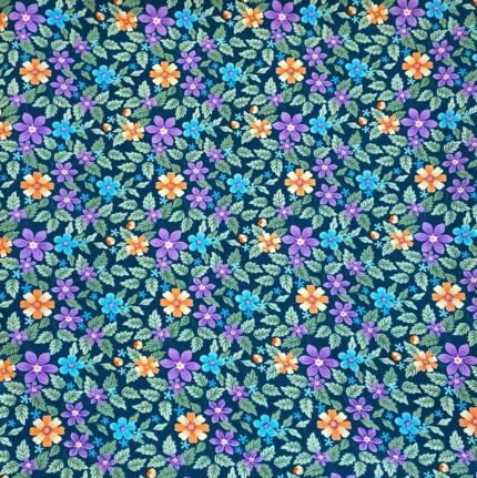 Fabric Ref 5586 - Teal Floral Crepe Satin