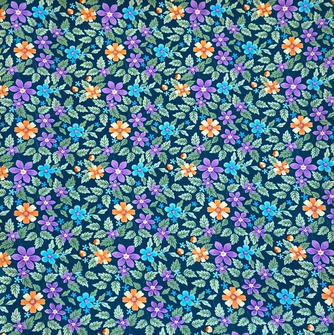 Fabric Ref 5586 - Teal Floral Crepe Satin