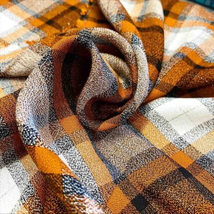 Fabric Ref 5724 - Check Viscose Mix with Lamé Stripe