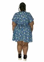 Blue vintage ditsy floral A-line wrapover dress - ref 132 - Resale item - UK 22-24