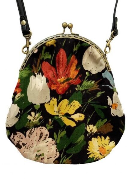 Black Floral Handbag