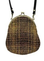 Black + Golden Cotton Handbag - with black lining