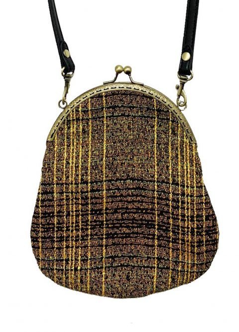 Black + Golden Cotton Handbag - with black lining