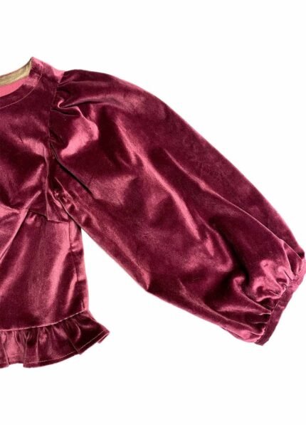 Berry velvet crop top - ref 218 - Resale item - Approx UK 12-14