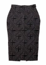 Geometric Monocrome Brocade Pencil Skirt – ref 251 – Resale item – Approx UK 10-12