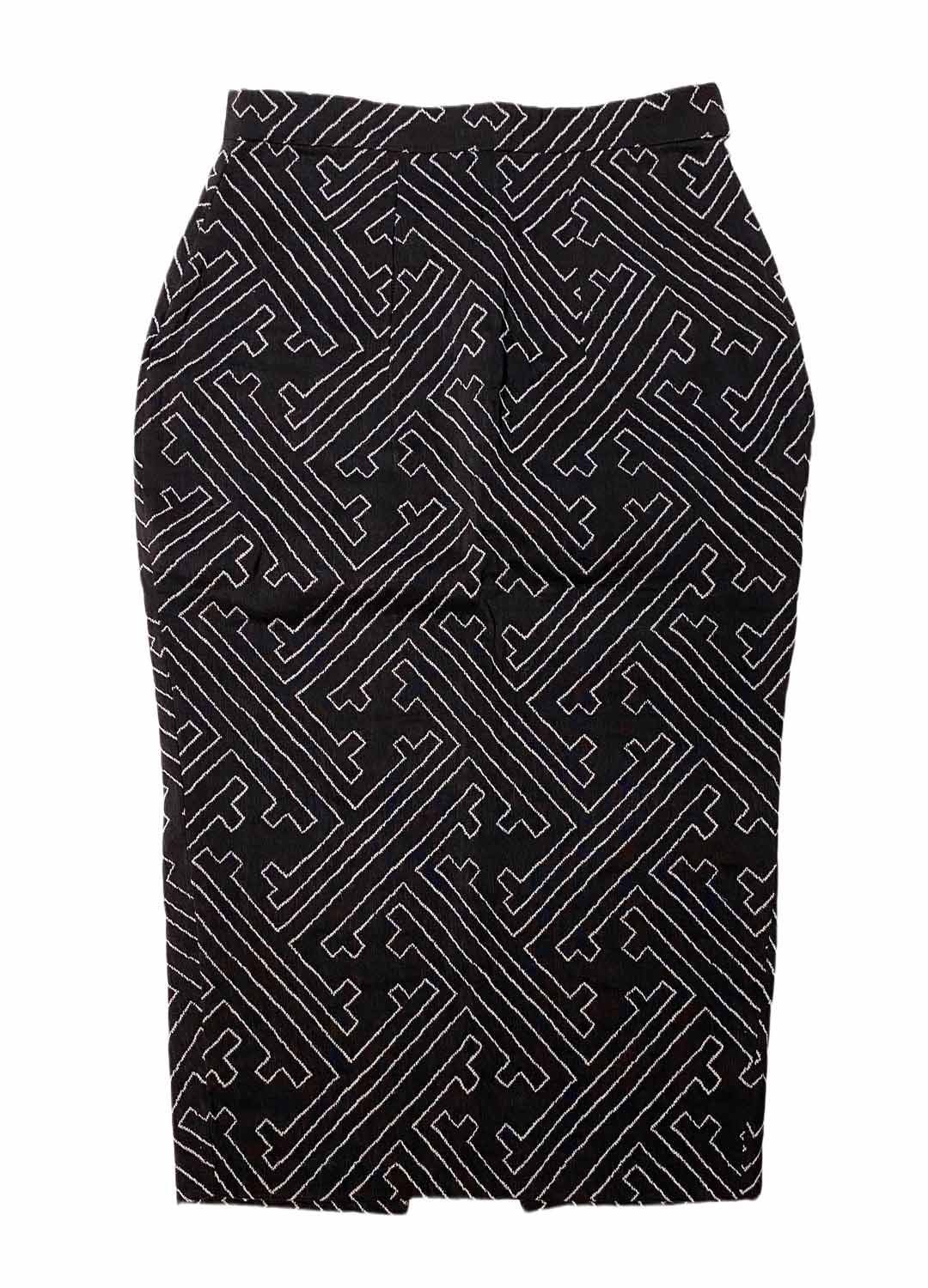 Geometric Monocrome Brocade Pencil Skirt – ref 251 – Resale item – Approx UK 10-12