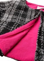 Grey Check Wool Cropped Jacket - ref 247 - Resale item - Approx UK 14-16