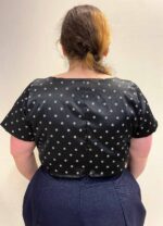 Black Satin Spot Crop top- ref 73 - Resale item - Approx 18-20