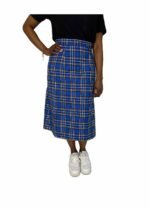 Blue checked A-line skirt - ref 124 - Resale item - UK 12-14