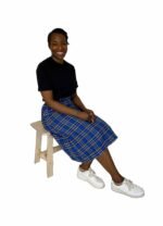 Blue checked A-line skirt - ref 124 - Resale item - UK 12-14