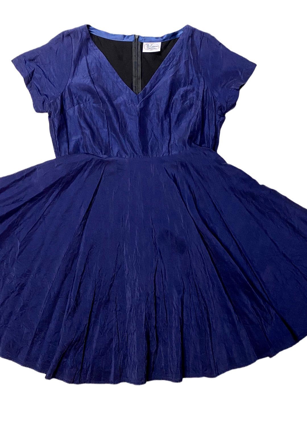 Blue Silk Skater Dress - ref 248 - Resale item - Approx UK 14-16