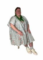 Blue vintage floral trapeze dress - ref 116 - Resale item - UK 30-32