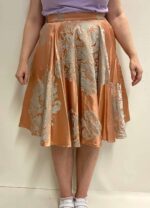 Orange Brocade Circle Skirt- ref 18 - Resale item - Approx 14-16