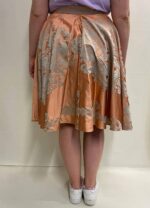 Orange Brocade Circle Skirt- ref 18 - Resale item - Approx 14-16
