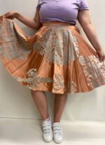 Orange Brocade Circle Skirt- ref 18 - Resale item - Approx 14-16