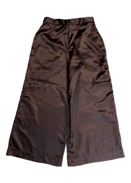Brown satin wide leg trousers - ref 221 - Resale item - Approx UK 12-14