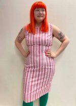 Pink Stipe Pencil Dress- ref 79 - Resale item - Approx 12-14