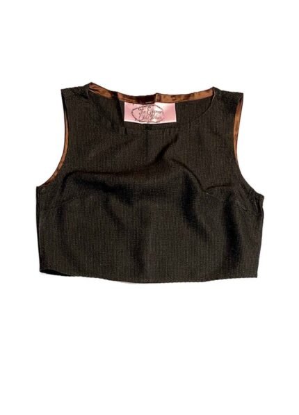 Dark Brown Stripe Wool Crop Top - Ref 236 - Resale item - Approx UK 10-12