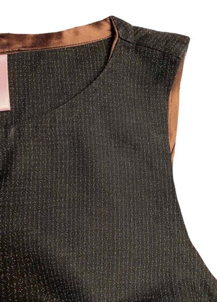 Dark Brown Stripe Wool Pencil Skirt Two Piece - Ref 235/236 - Resale item - UK 10-12