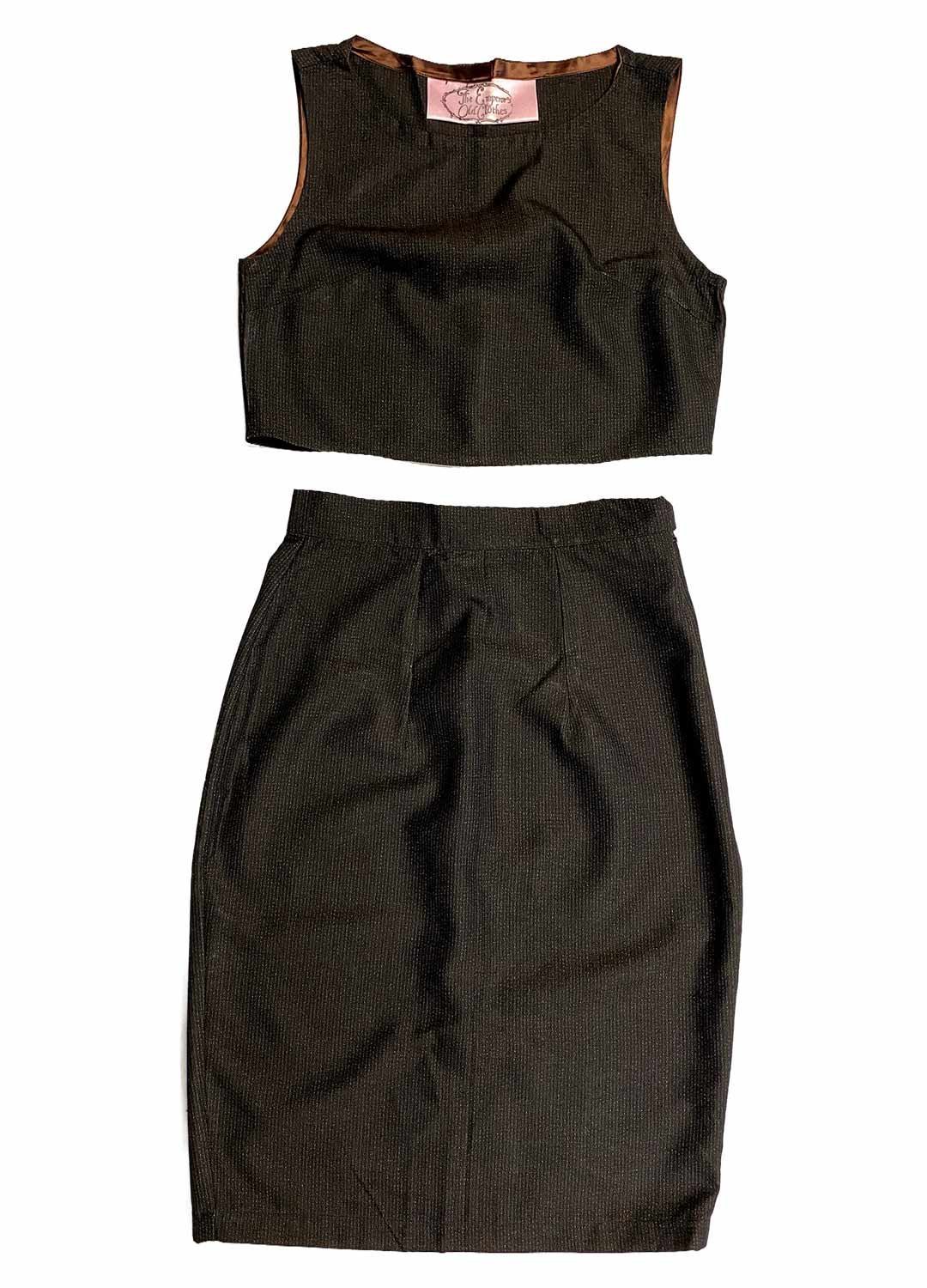 Dark Brown Stripe Wool Pencil Skirt Two Piece - Ref 235/236 - Resale item - UK 10-12 1 Dark Brown Stripe Wool Pencil Skirt Two Piece - Ref 235/236 - Resale item - UK 10-12
