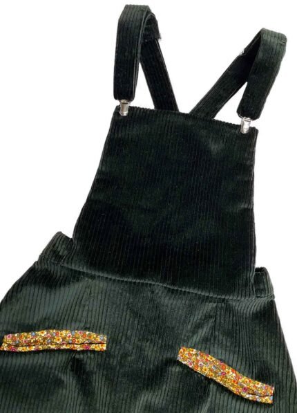 Dark green corduroy cotton dungaree-mini - ref 214 - Resale item - Approx UK 12-14