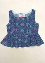 Blue Floral Peplum Crop-Top - ref 101 - Resale item - Approx 14-16