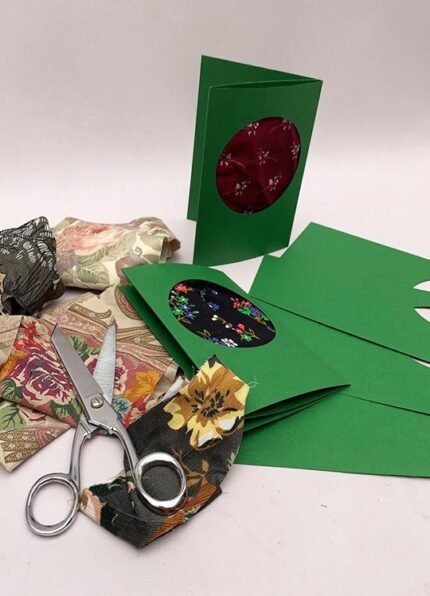 Fabric Scrap Card Making Kit - 10 Cards - Green