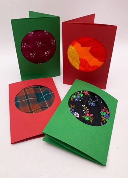 Fabric Scrap Card Making Kit - 5 Cards - Green