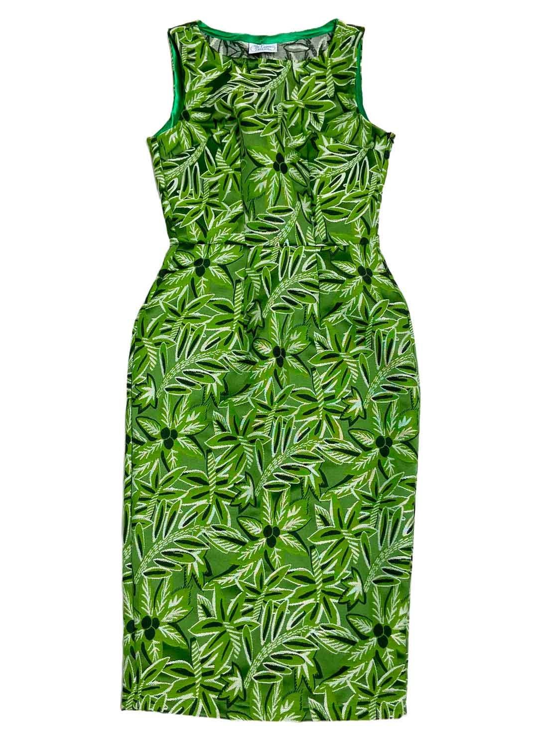 Green leaf brocade pencil dress- ref 253 - Resale item - Approx 10-12 1 Green leaf brocade pencil dress- ref 253 - Resale item - Approx 10-12