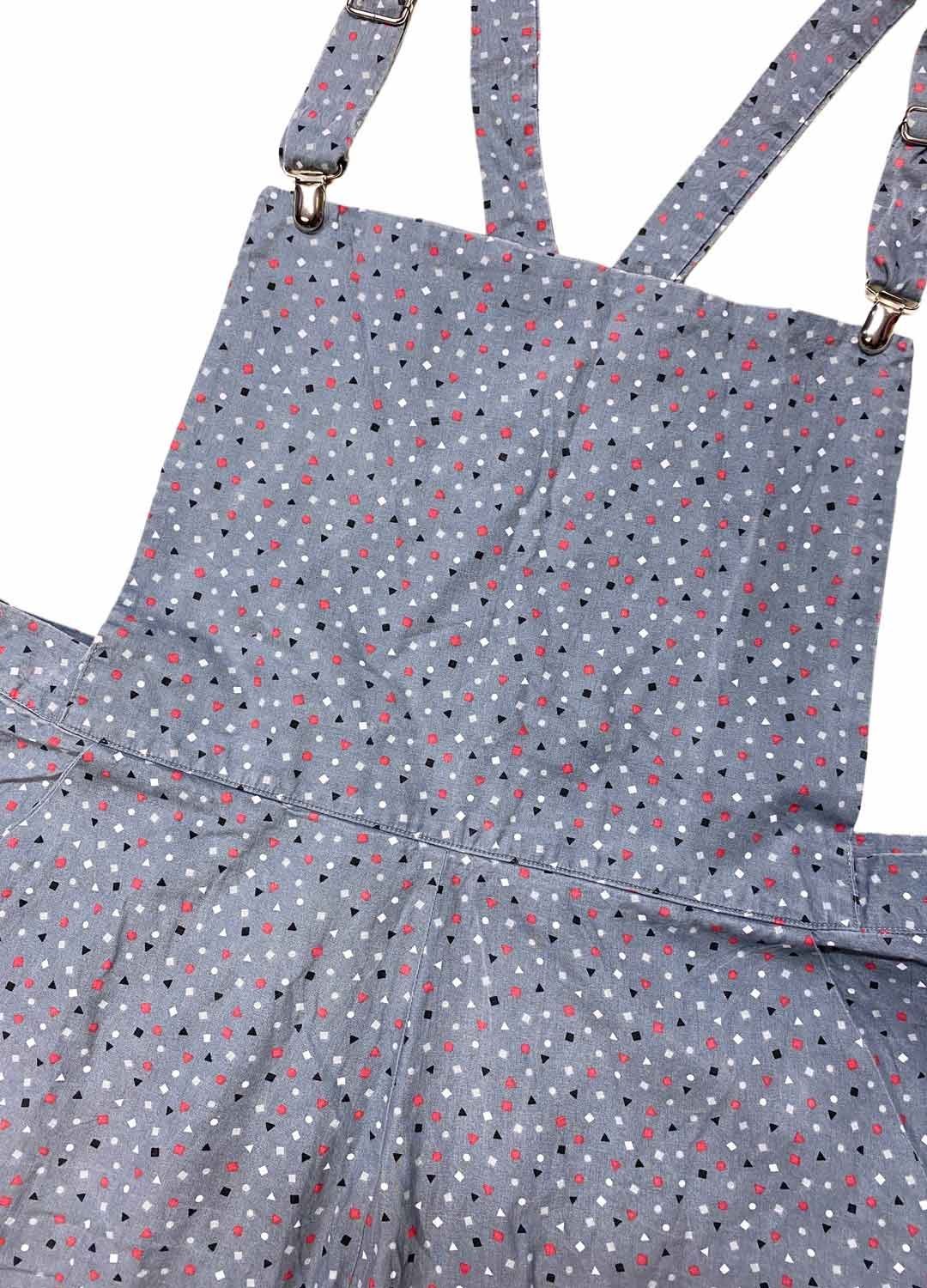 Grey Printed Dungarees- ref 267 - Resale item - Approx 22-24