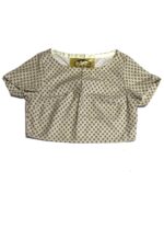 Beige floral patterned cotton crop top - ref 233 - Resale item - Approx UK 10-12