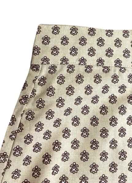 Beige floral patterned cotton pencil skirt – ref 234 – Resale item – Approx UK 10-12