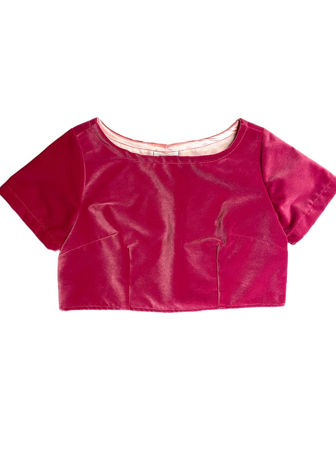 Pink velvet crop top - ref 209 - Resale item - Approx UK 10-12