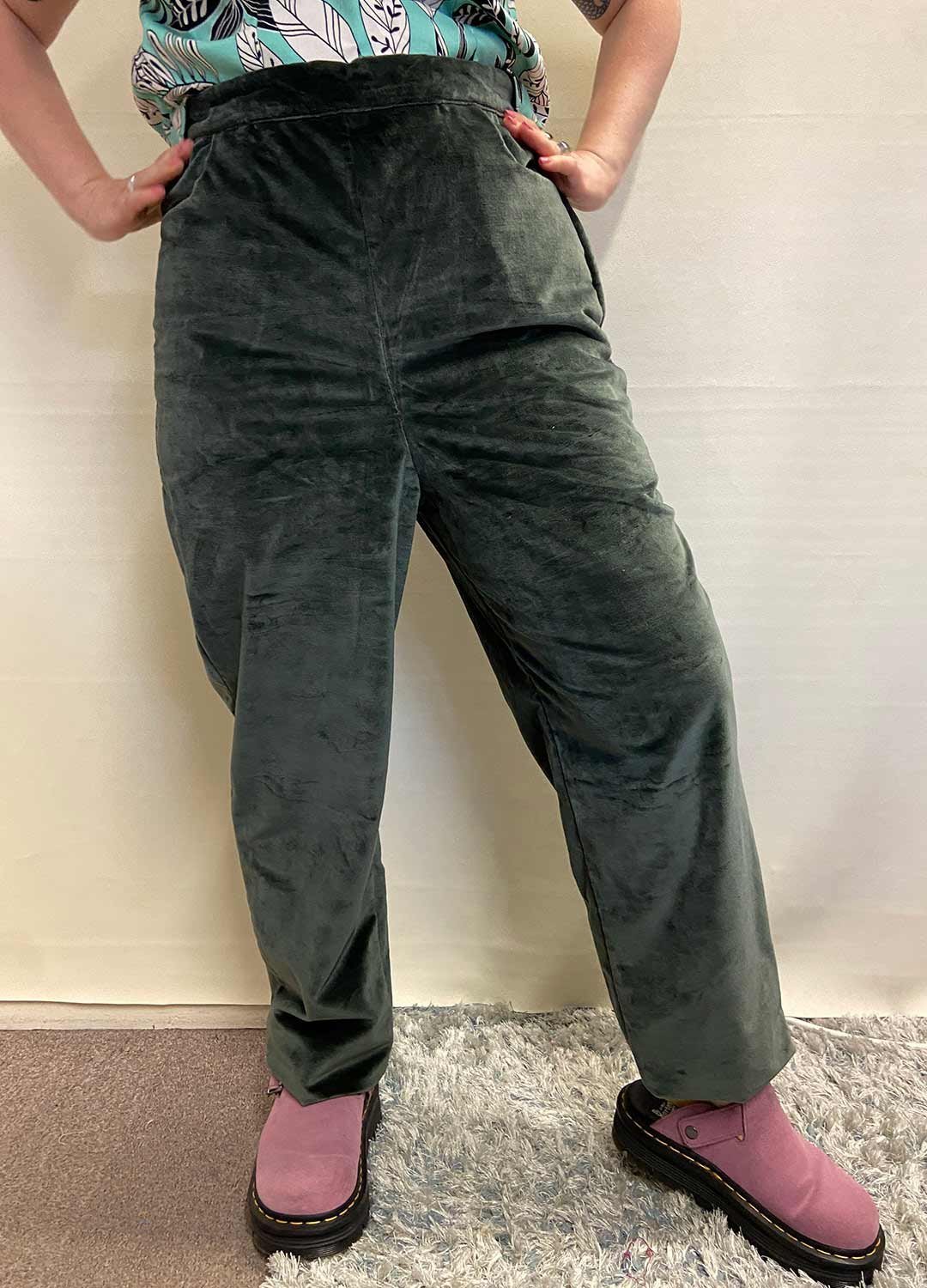 Teal velvet trousers - ref 201 - Resale item - Approx UK 12-14