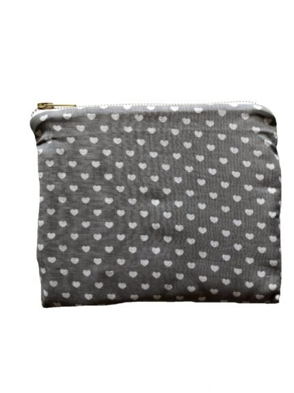 Grey Heart Print Make Up Bag