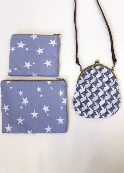 Blue and White Handbag + Tablet Case Bundle