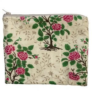 Cream Floral Make Up Bag