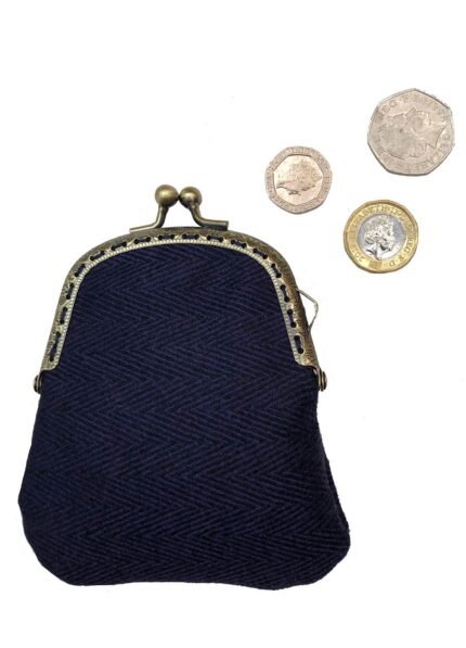 Navy Herringbone Purse