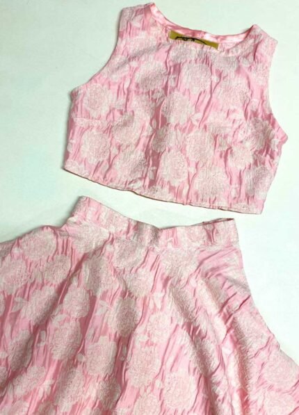 Pink Brocade Floral Two Piece - Ref 44 - Resale item - UK 6-8