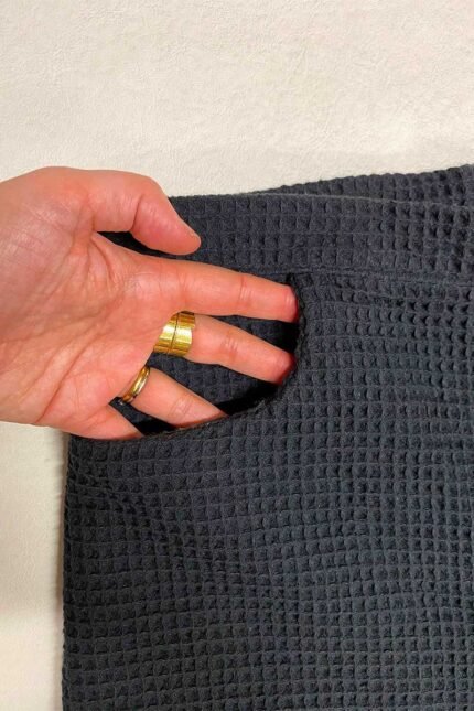 Black Waffle Trousers- ref 8 - Resale item - Approx 10-12