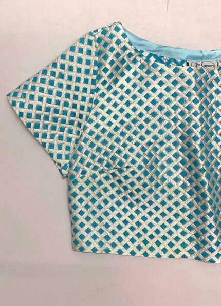 Blue Crosshatch Crop top- Ref 55 - Resale item - UK 6-8