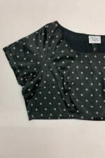 Black Satin Spot Crop top- ref 73 - Resale item - Approx 18-20